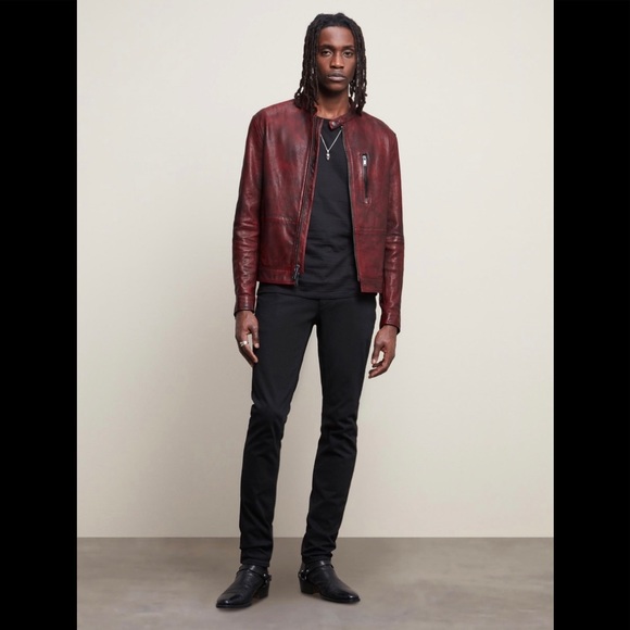 John Varvatos REYES SHEEPSKIN SLIM FIT RACER JACKET IN OXBLOOD. Medium. BNWT - Picture 8 of 14